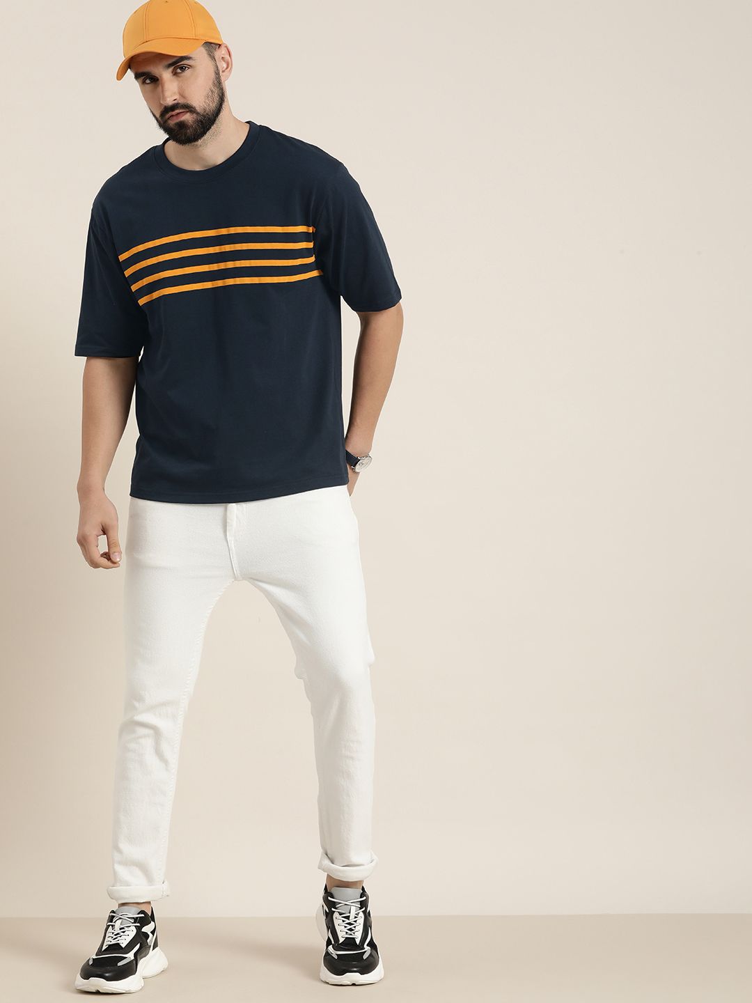 DILLINGER Men Sriped Oversized T-shirt