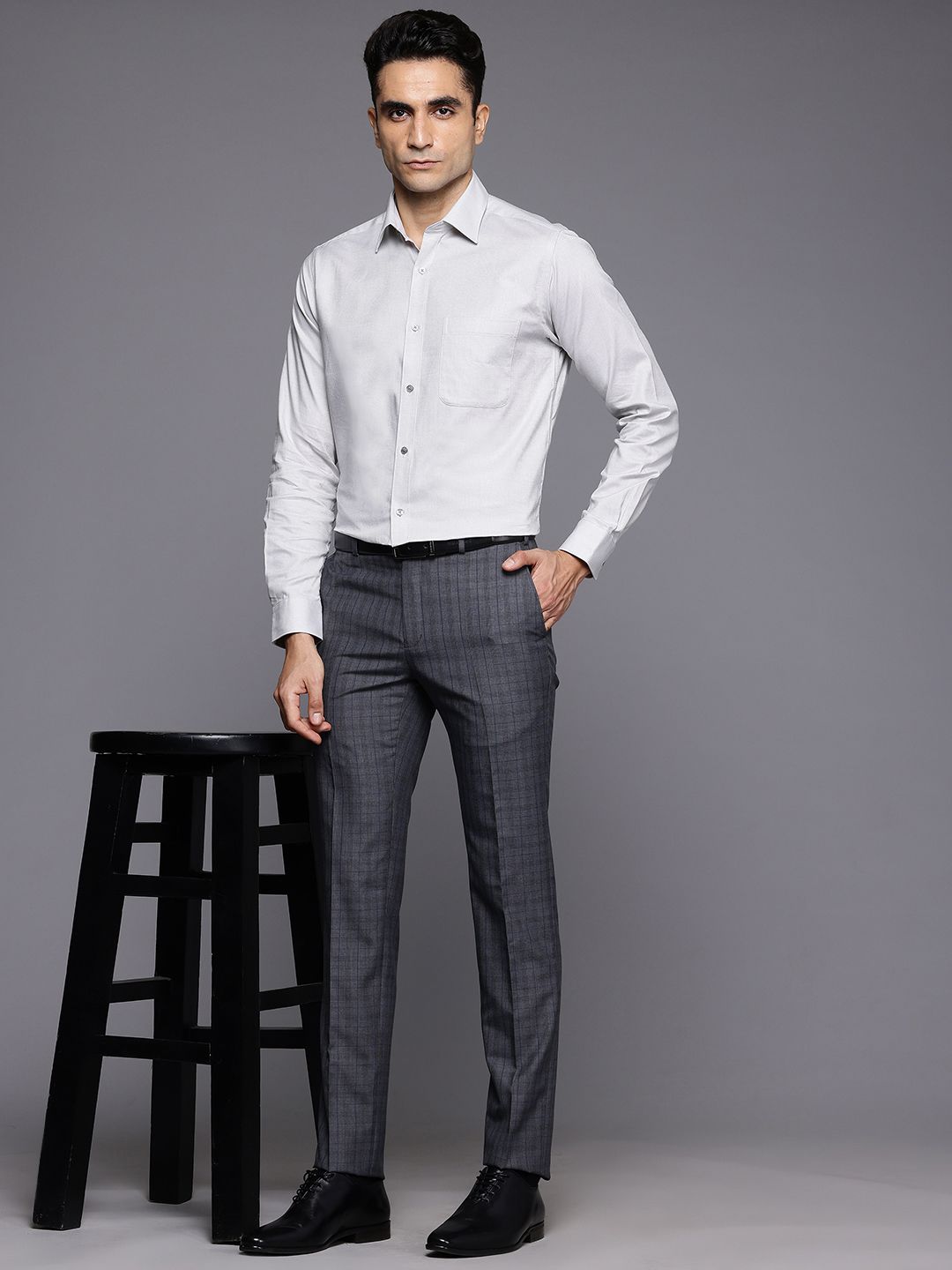 Raymond Pure Cotton Self-Design Slim Fit Formal Shirt