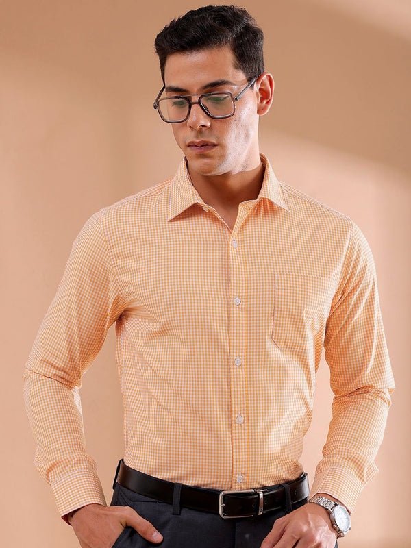 The Indian Garage Co. X Luxe Men Slim Fit Micro Checks Formal Shirt