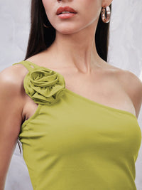 Athena One Shoulder Scuba Corsage Top
