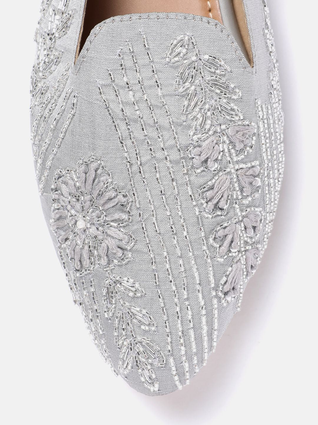 House of Pataudi Leather Embellished Ethnic Mules