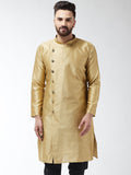 SOJANYA Men Gold-Colored Woven Design Straight Kurta