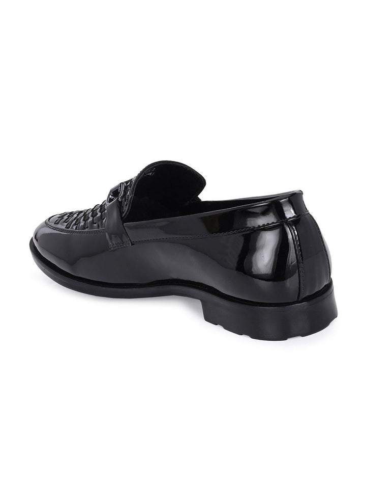 House of Pataudi Men Textured Round Toe Slip-On Formal Loafers