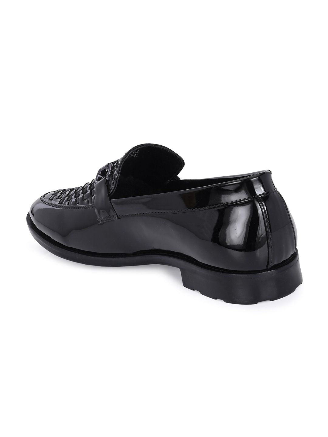 House of Pataudi Men Textured Round Toe Slip-On Formal Loafers