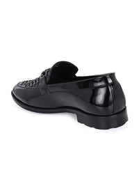 House of Pataudi Men Textured Round Toe Slip-On Formal Loafers