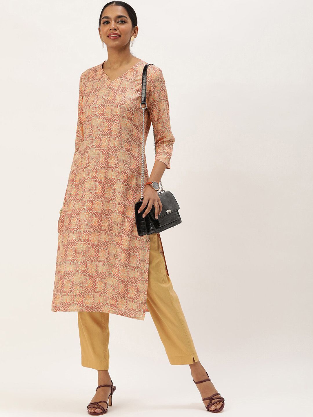 KALINI Ethnic Motifs Printed Straight Kurta