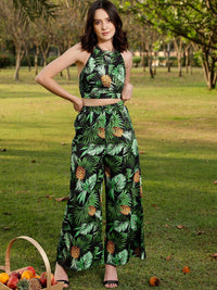 STREET 9 Black & Green Printed Top & Plazzo