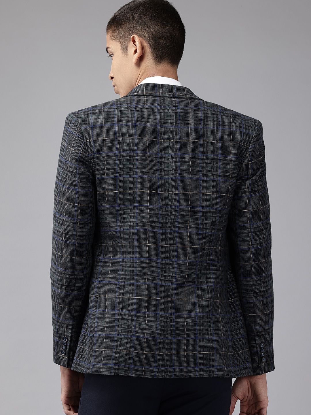 Park Avenue Slim Fit Checked Single-Breasted Blazers