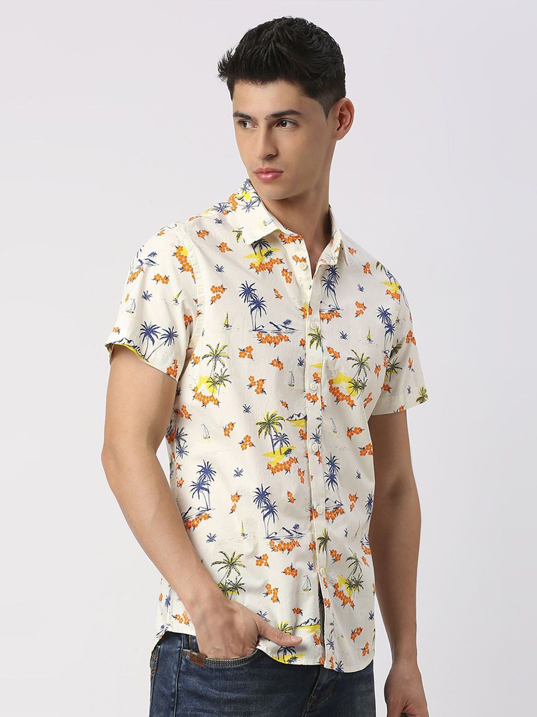 Being Human Men Slim Fit Floral Printed Opaque Casual Shirt