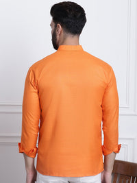 SOJANYA Lelaki Orange Solid Kurta Lurus