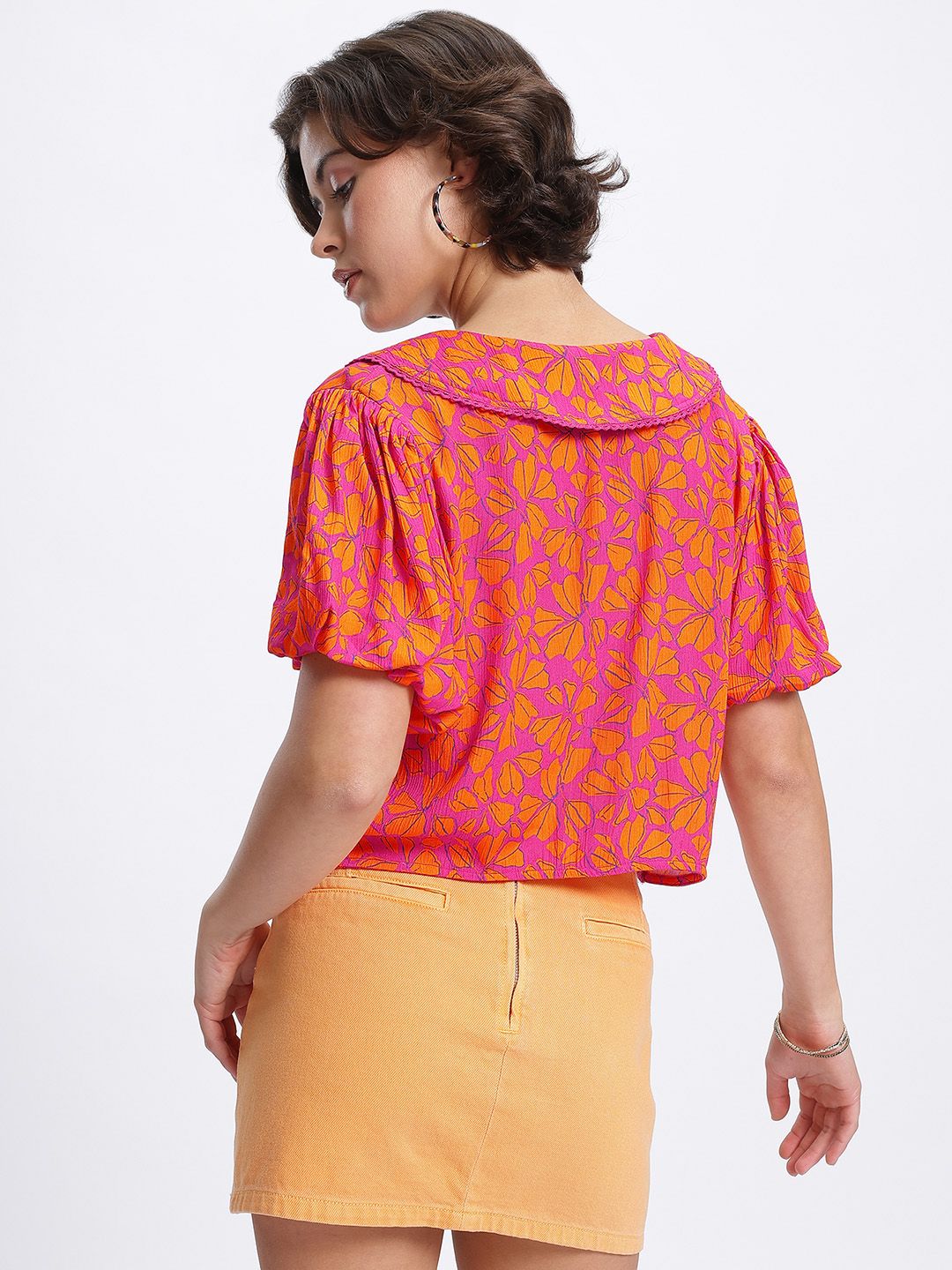 DressBerry Floral Print Above the Keyboard Shirt-Style Top