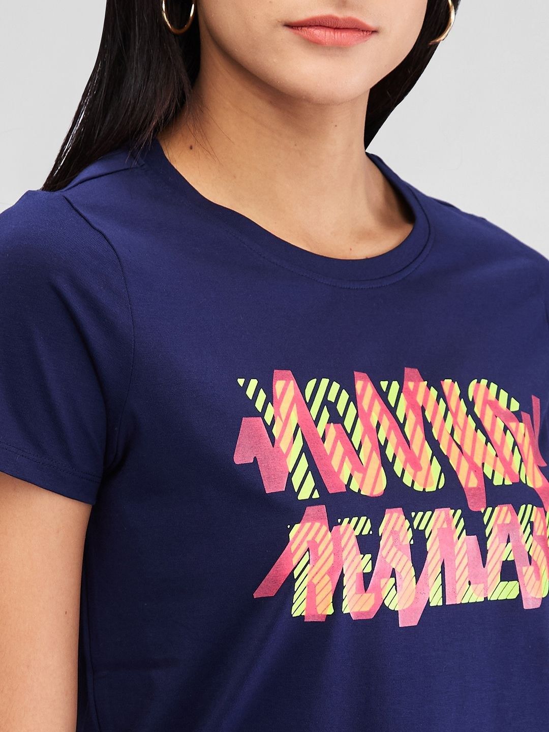 SPYKAR Women Typography Applique T-shirt