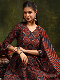 KALINI Ethnic Motifs Printed Anarkali Kurta With Trousers & Dupatta