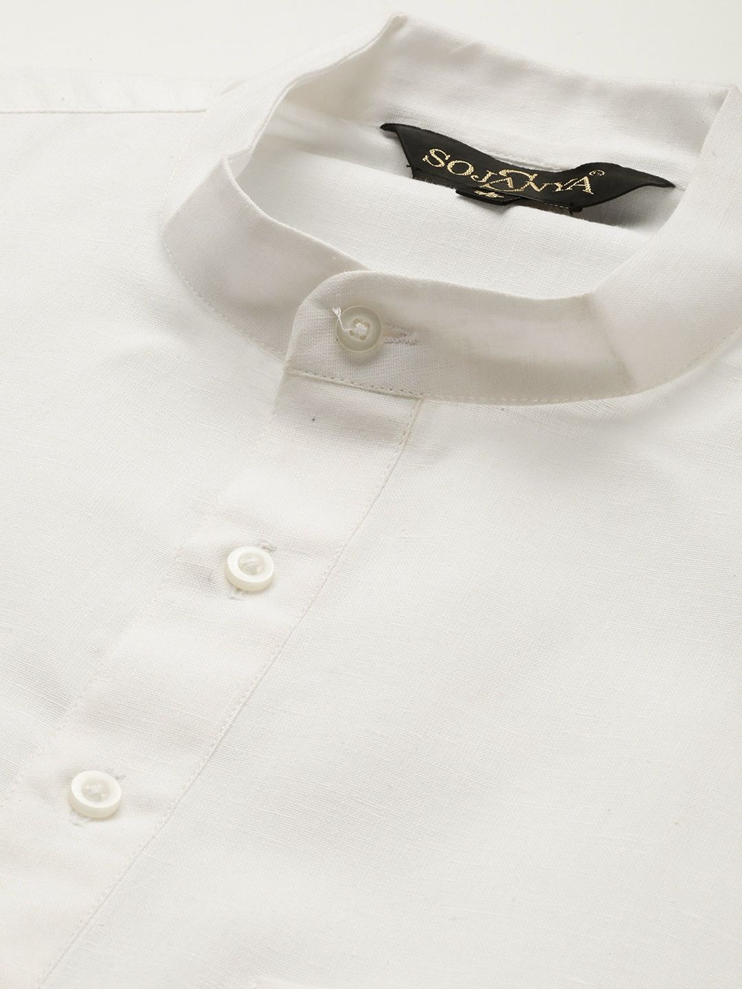 SOJANYA Men White Dobby Straight Kurta