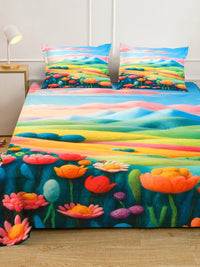 Watak Kartun Myntra Elegant Homes Biru & Merah Jambu 300 TC Cadar Katil King dengan 2 Sarung Bantal