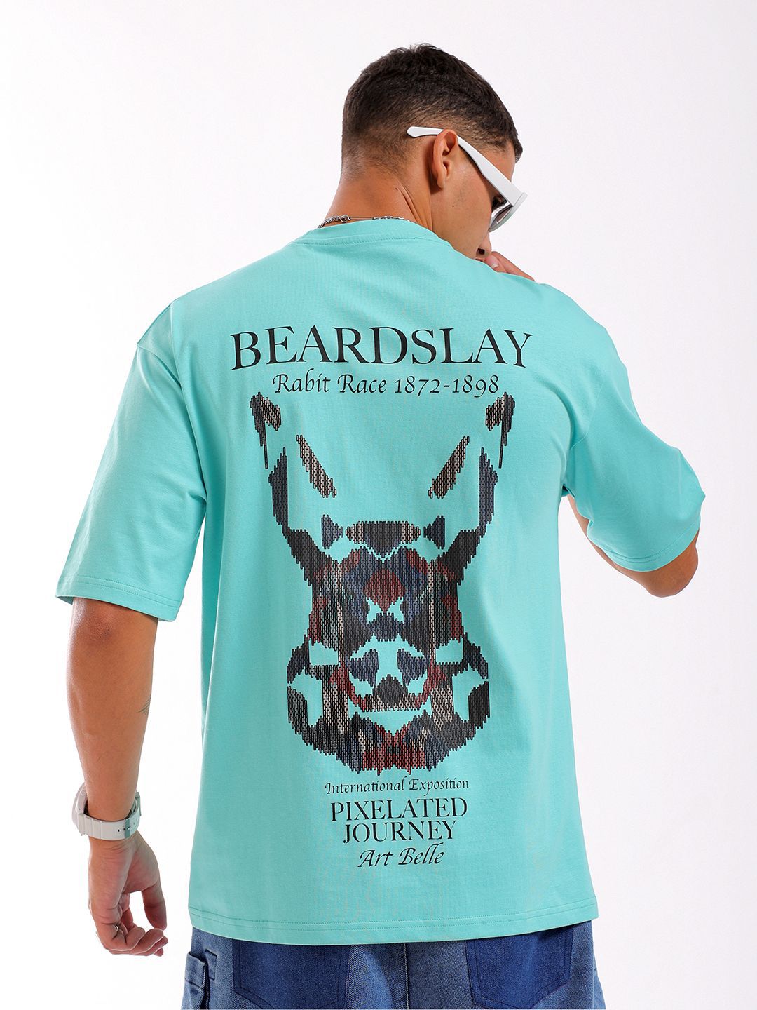 The Indian Garage Co Men Back Printed Boxy Oversized Round Neck T-shirt