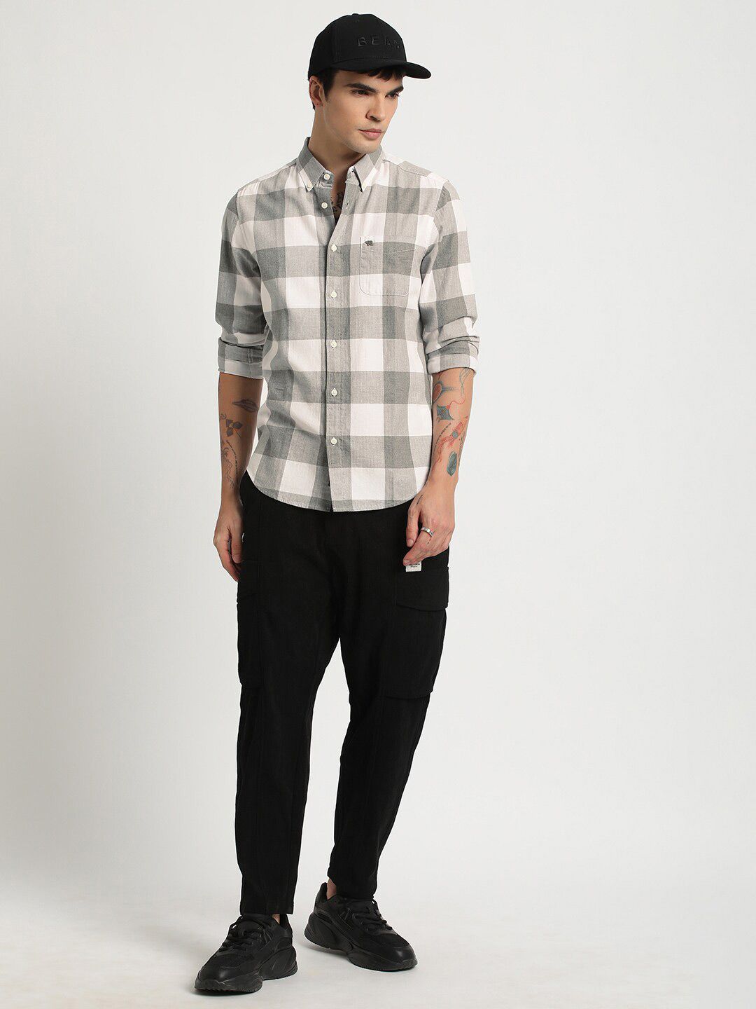 THE BEAR HOUSE Buffalo Checked Slim Fit Pure Cotton Shirt