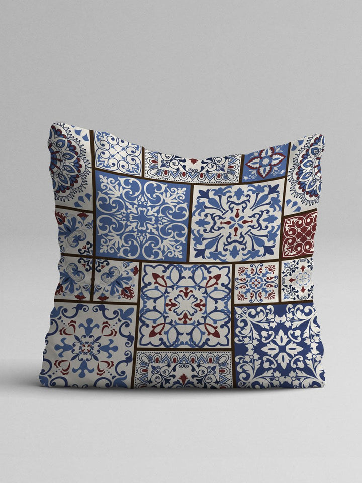 STITCHNEST Set of 5 Blue & White Ethnic Motifs Square Cushion Covers