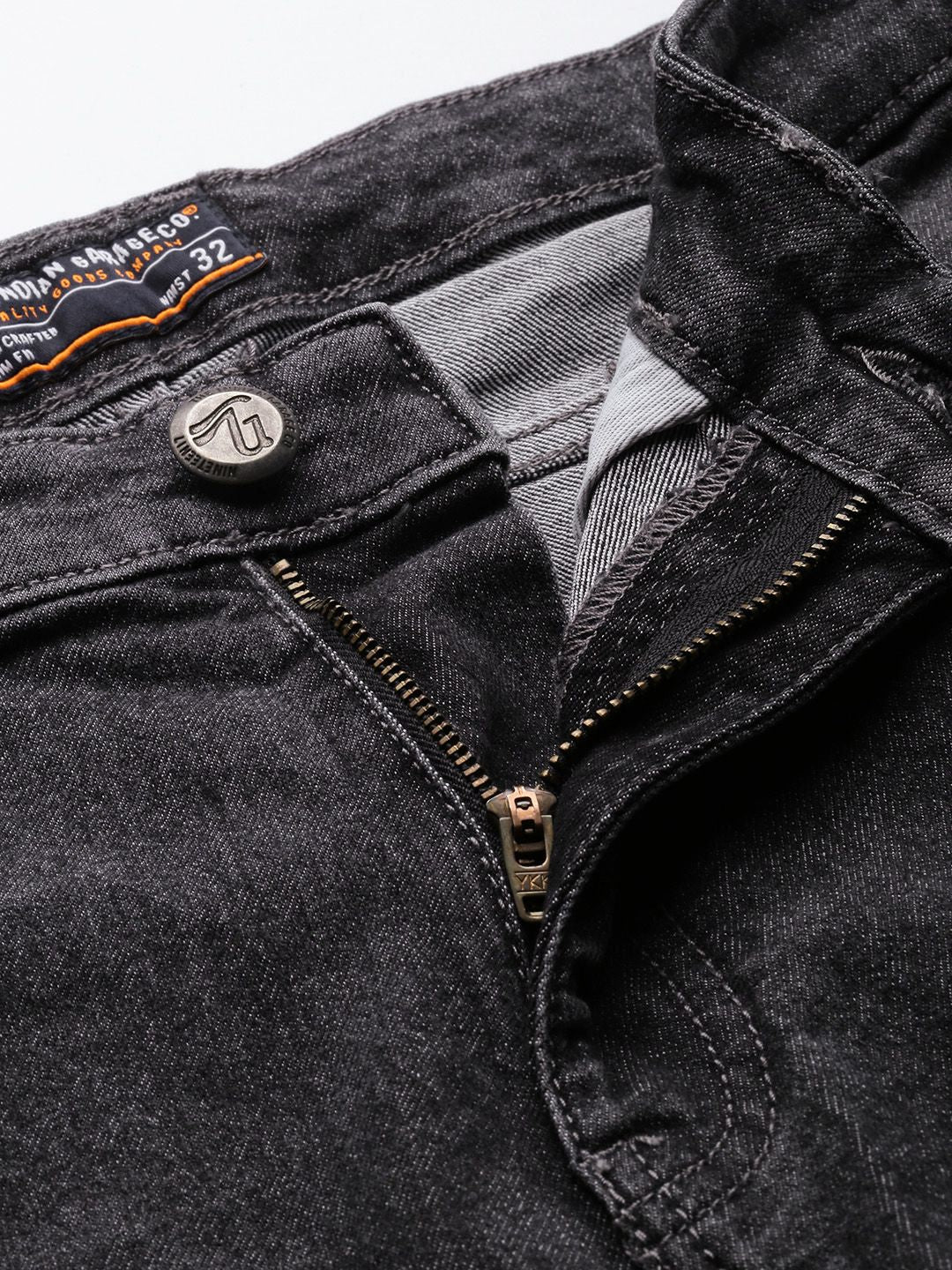 The Indian Garage Co Men Black Slim Fit Light Fade Stretchable Jeans