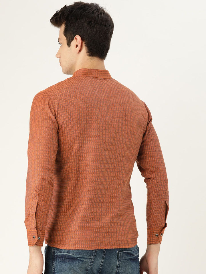 SOJANYA Lelaki Oren Rekaan Diri Kurta Lurus Pendek