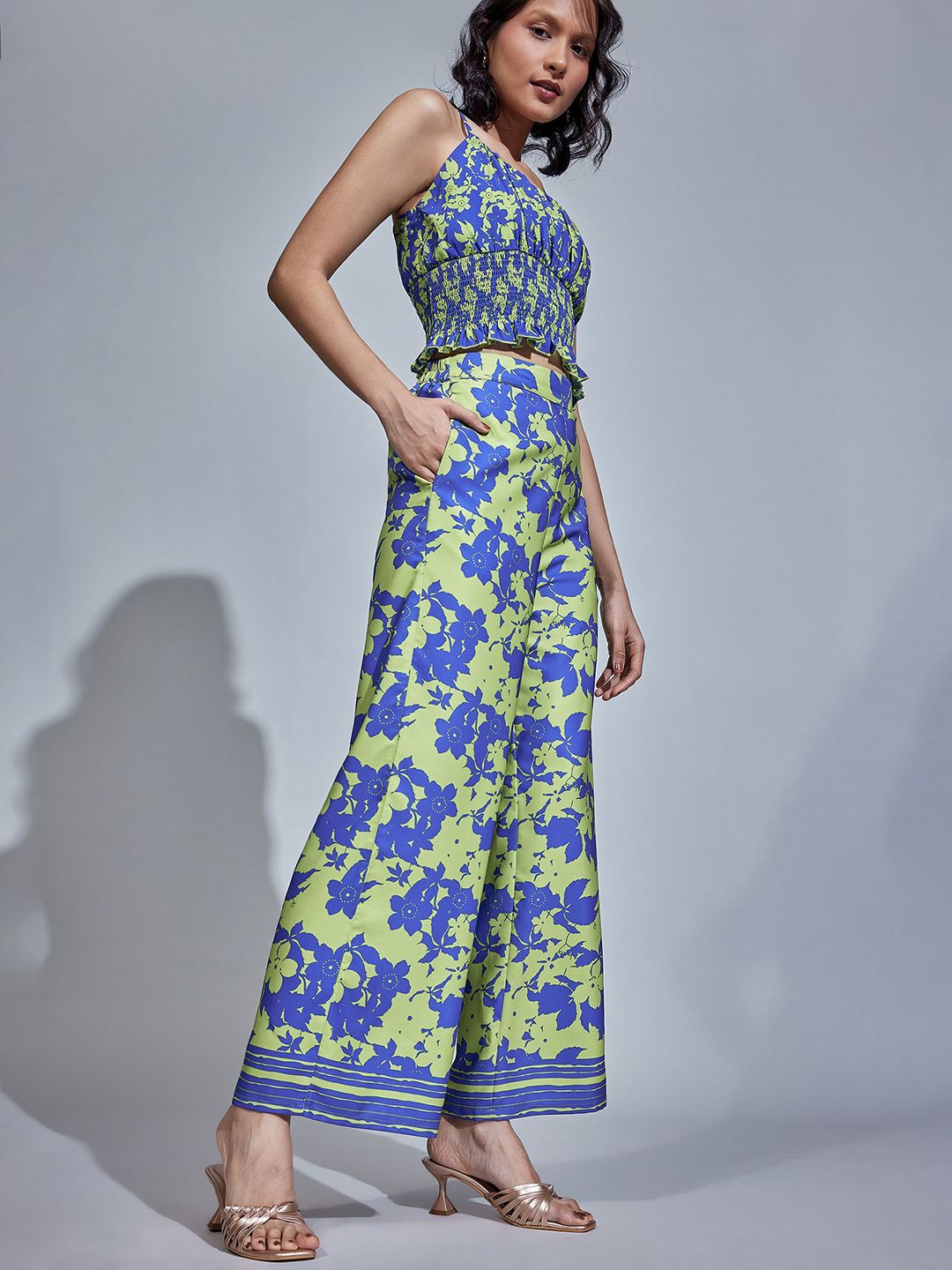 The Label Life Women Floral Printed Flared Parallel Trouser