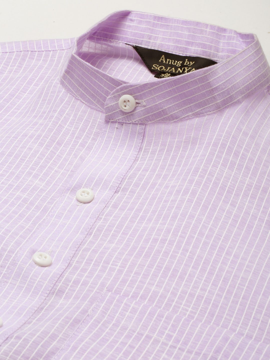 Anug by SOJANYA Men Purple Striped Pure Cotton Kurta