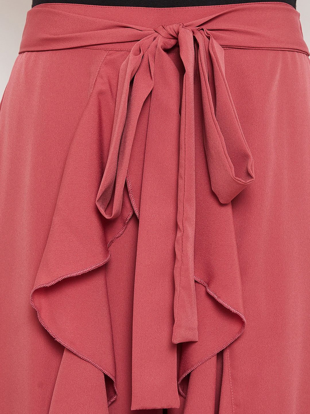Berrylush Women Pink Solid Wrap Maxi Skirt With Pants