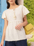 DressBerry Escape Essentials Schiffli Lace Inserts Detail A-Line Top