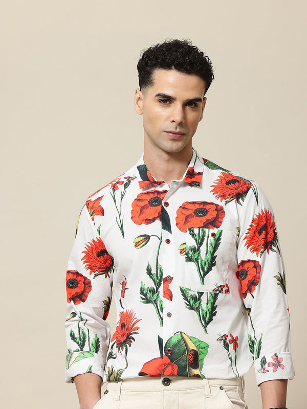 Mr Bowerbird Tailored Fit Floral Printed Pure Cotton Casual Shirt