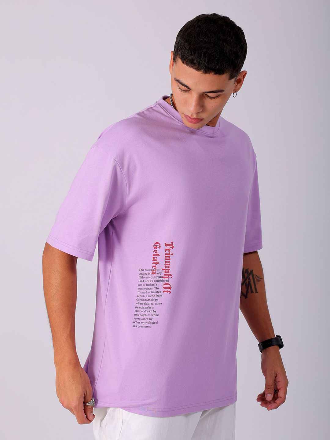 The Indian Garage Co Men Back Printed Boxy Oversized Round Neck Pure Cotton T-shirt
