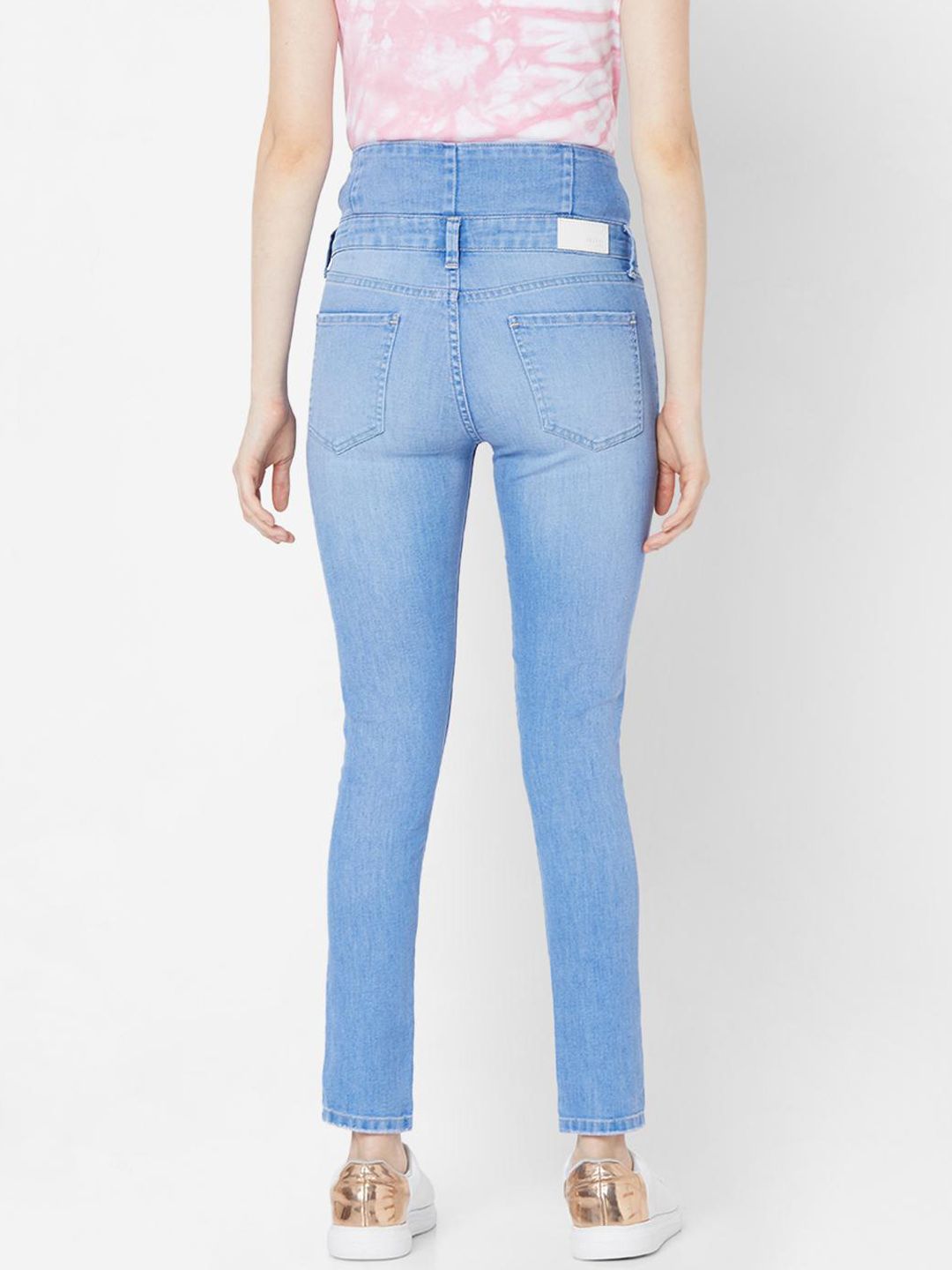 SPYKAR Women Blue Skinny Fit High-Rise Mildly Distressed Light Fade Jeans