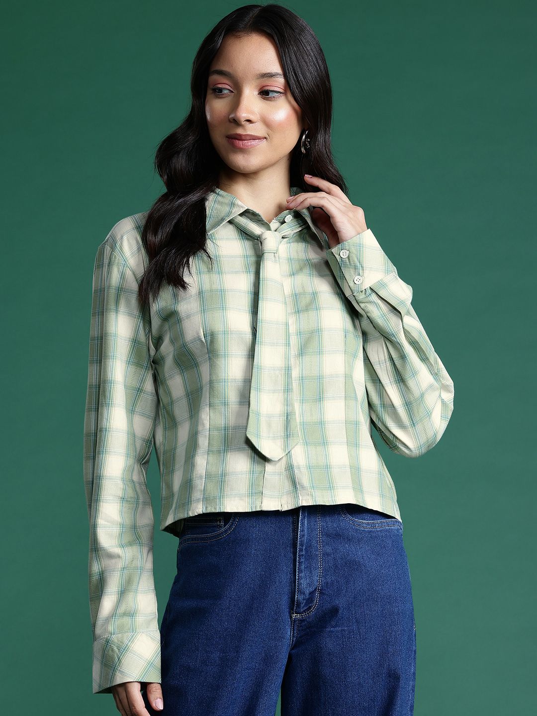 DressBerry Checked Casual Shirt with Tie