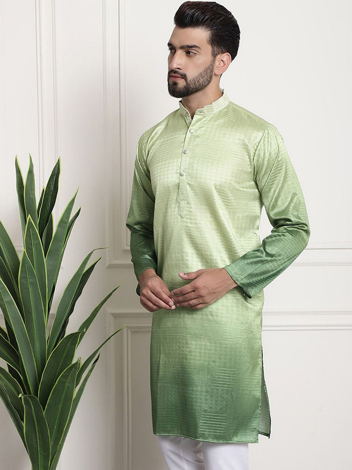 SOJANYA Ethnic Motifs Woven Design Jacquard Mandarin Collar Straight Kurta