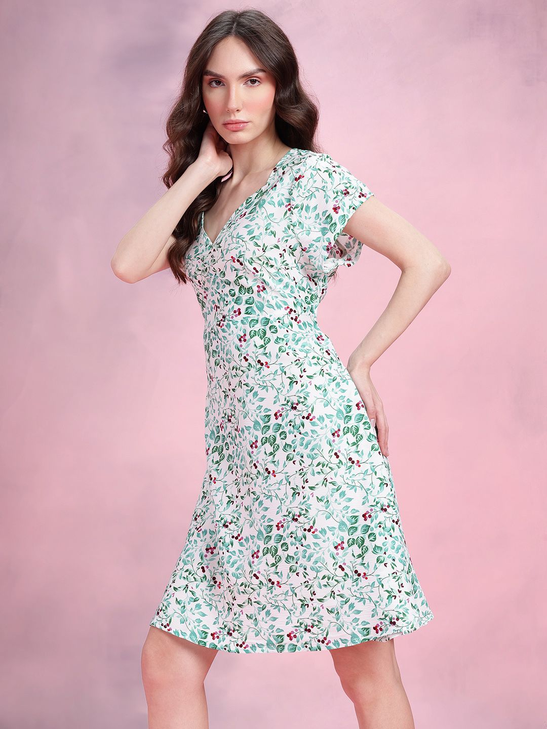 DressBerry Floral Print A-Line Dress