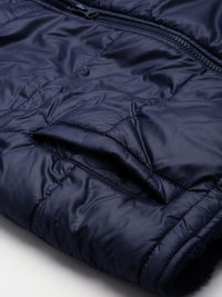 SASSAFRAS Women Navy Blue Crop Padded Jacket