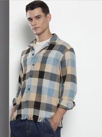 The Indian Garage Co Pure Cotton Checked & Textured Relaxed Fit Casual Shirt