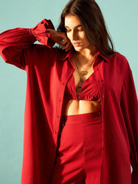 Berrylush  Halter Neck Top Long Sleeve Top & Shirt and Shorts