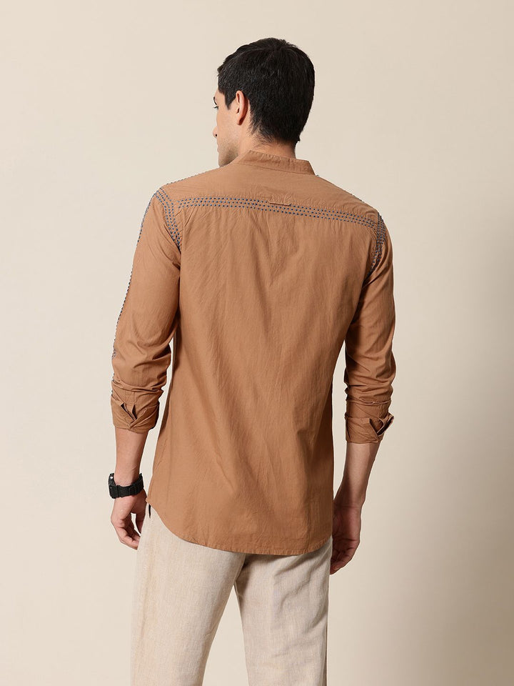Mr Bowerbird Pure Cotton Embroidered Tailored Fit Opaque Casual Shirt
