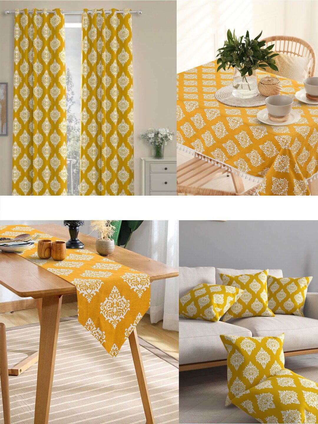 URBAN SPACE 4-Seater Ethnic Motifs Printed Pure Cotton Square Table Cover