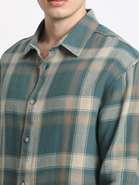 THE BEAR HOUSE Checked Spread Collar Relaxed Fit Pure Cotton Casual Shirt