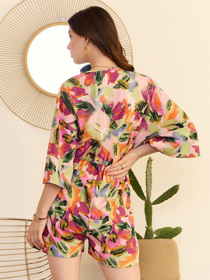 Berrylush Abstract Printed V-Neck Playsuit