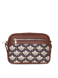 ZOUK Black Floral Printed Structured Sling Bag