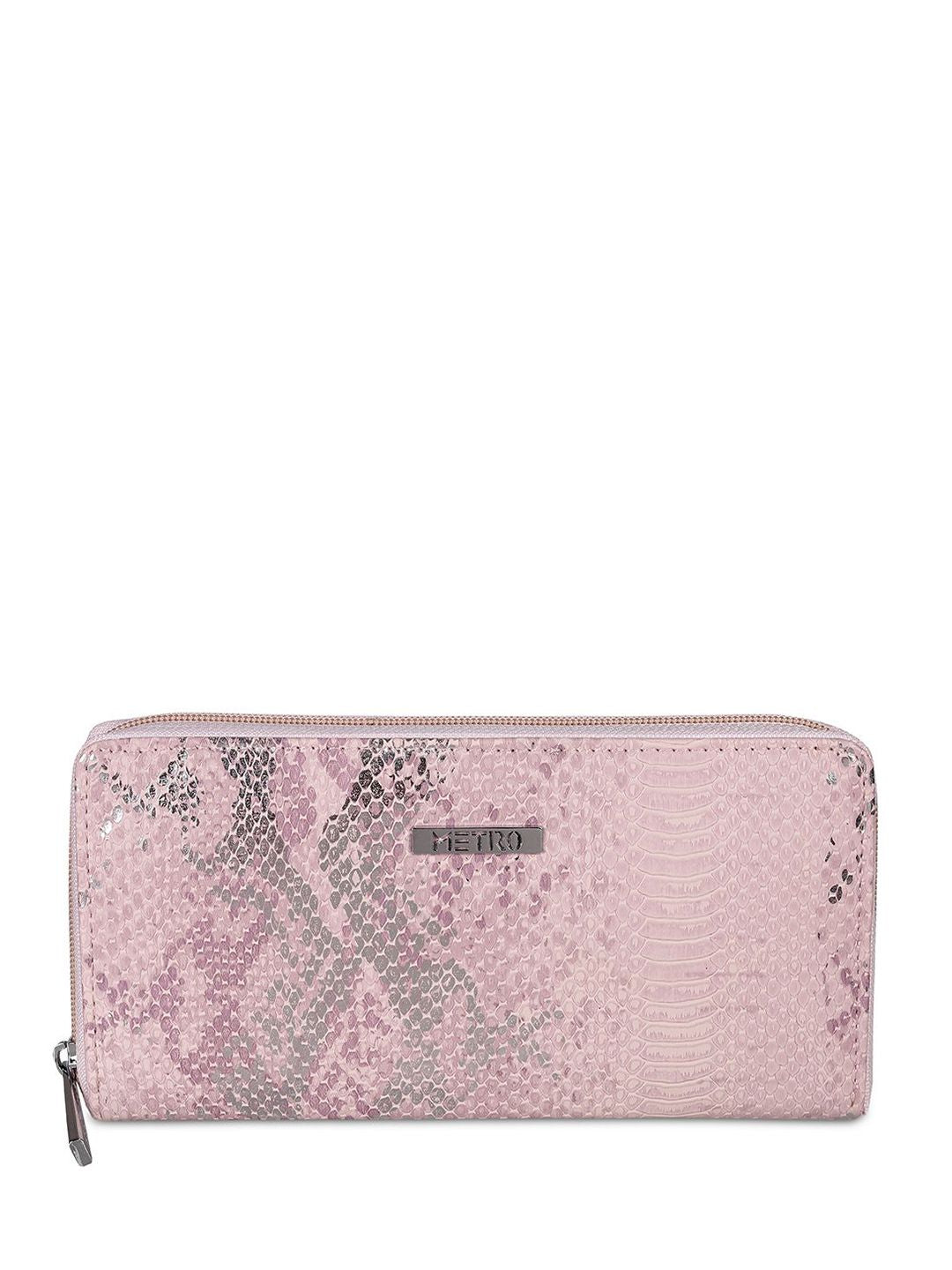 Metro Women Geometric Textured Zip Around Wallet