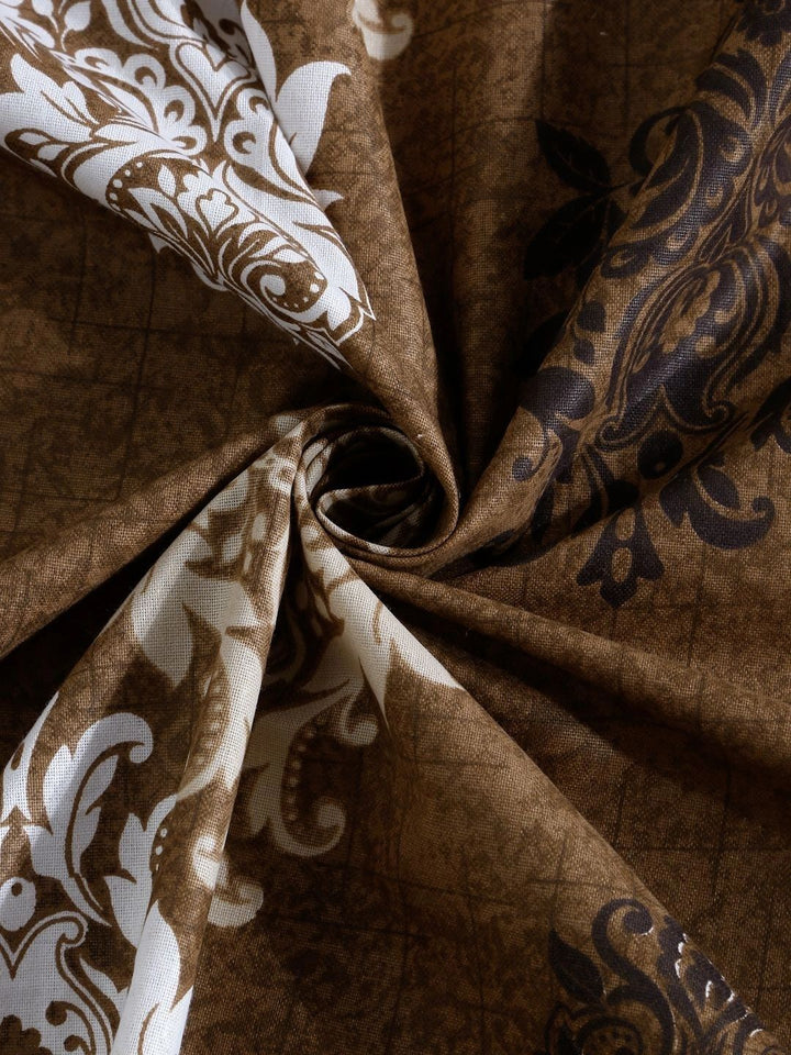 Moda Rapido X KLOTTHE Brown & White Floral 400 TC Single Bedsheet with 1 Pillow Covers