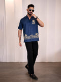 Eszett Men Floral Printed Cuban Collar Cotton Casual Shirt
