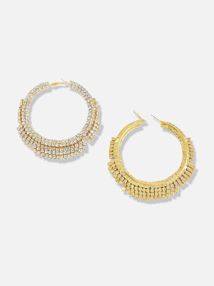 SOHI Silver-Plated Designer Contemporary Hoop Earrings