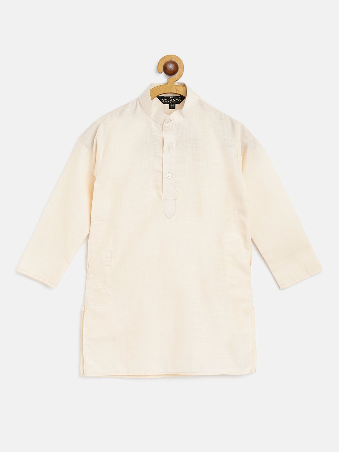 SOJANYA Boys Cream-Coloured Solid Straight Kurta