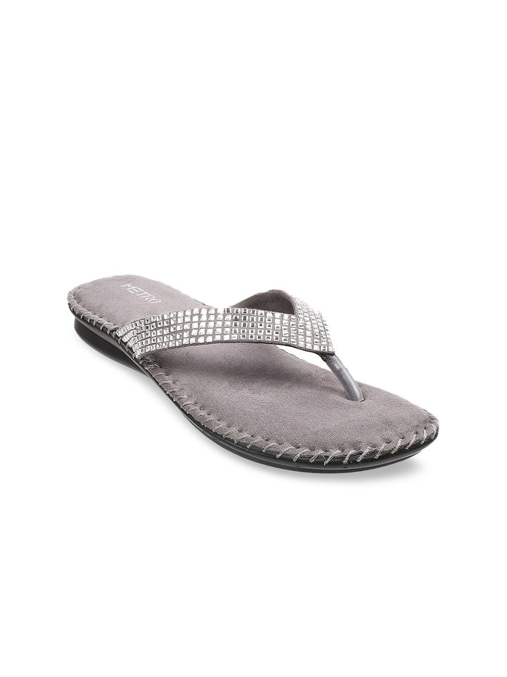 Metro Women Grey Embellished Sandals