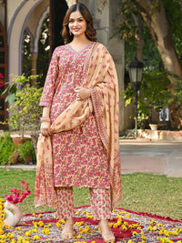 KALINI Women Floral Printed Regular Kurta with Trousers & With Dupatta