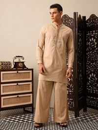 House of Pataudi Floral Yoke Design Thread Work Pure Cotton Jashn Kurta with Trousers